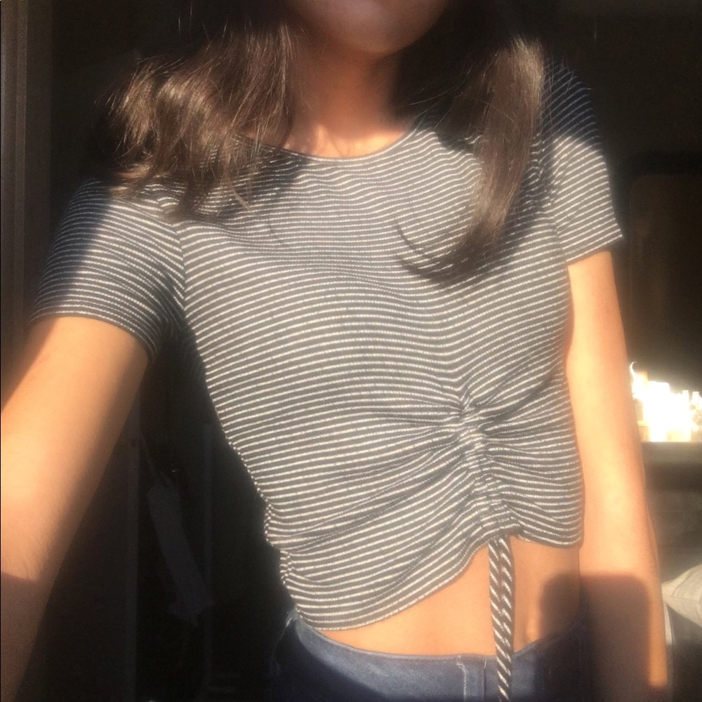 ♥️SOLD F21 Striped, Ruched Drawstring, Crop Top